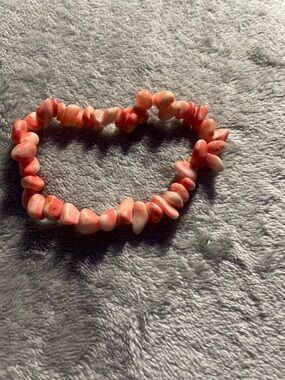Pink Coral Chip Stretch Bracelet -